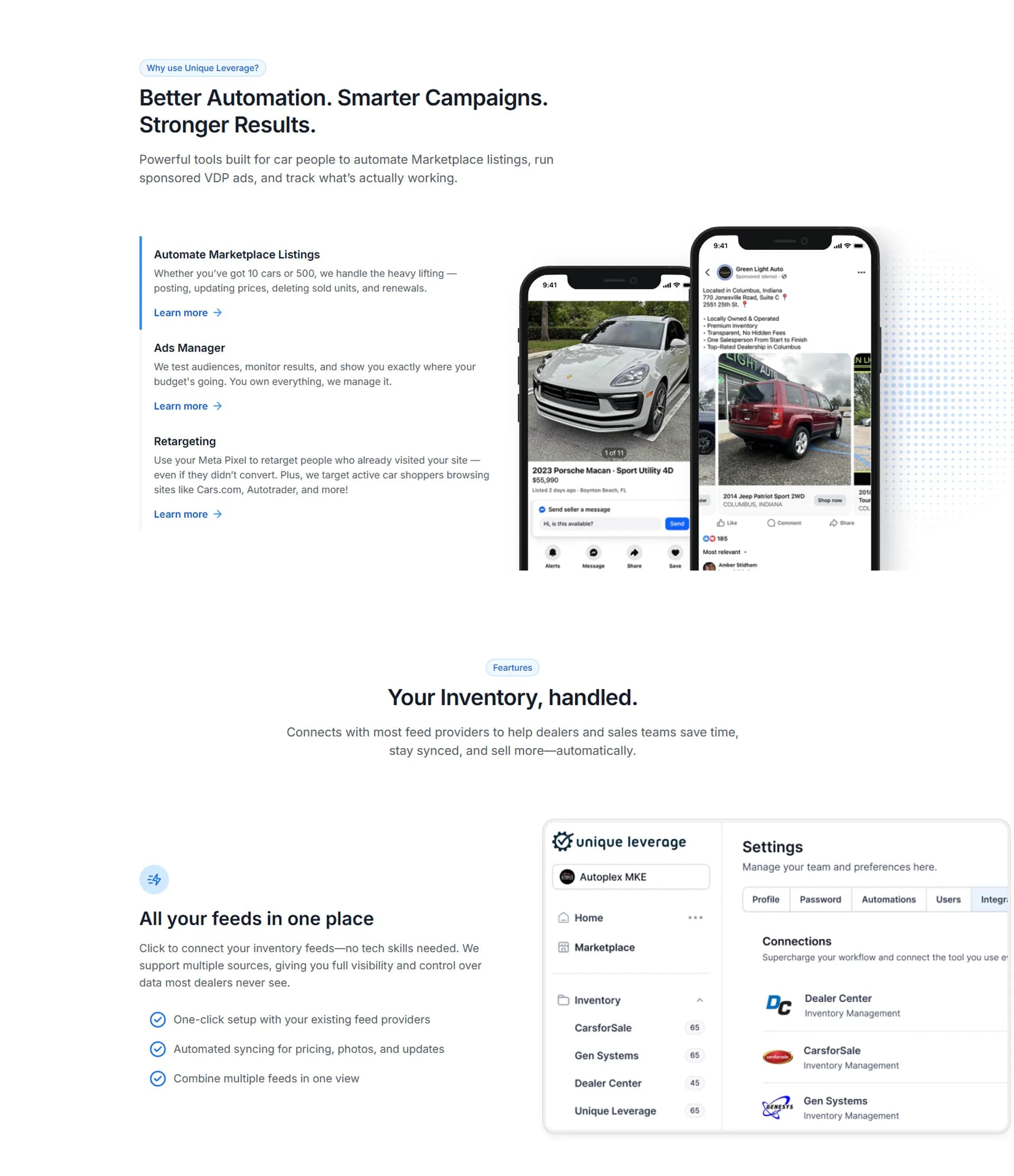 Marketplace listing automation and inventory feed connections